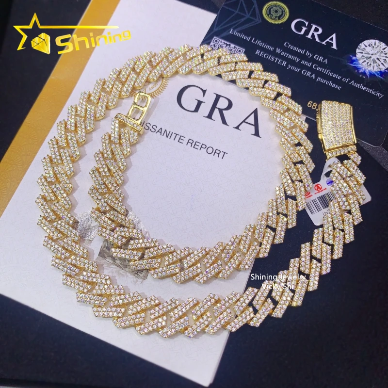 Ювелирные изделия в стиле хип-хоп серебро 925 пробы позолоченное 13 мм ожерелье со