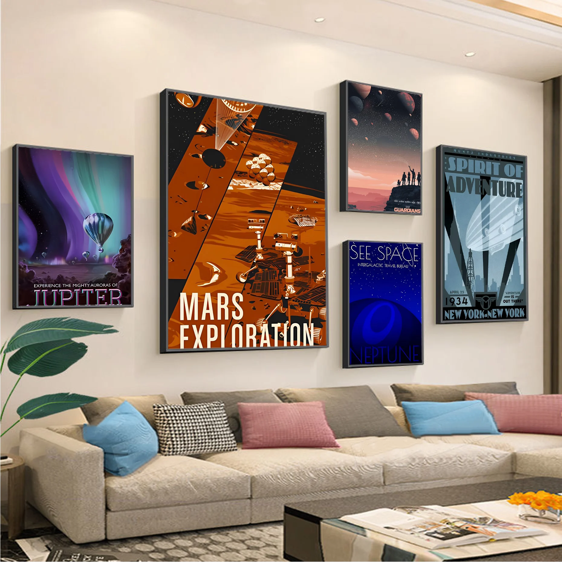 

Vintage Solar System Space Poster DIY Sticky Poster Retro Kraft Paper Sticker DIY Room Bar Cafe Kawaii Room Decor