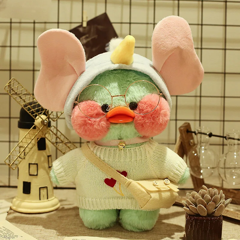 30cm Kawaii Duck Lalafanfan Plush Toy Soft Cute Green Ducks Cartoon Plushie Stuffed Animals Pillow Doll Birthday Gifts For Girls