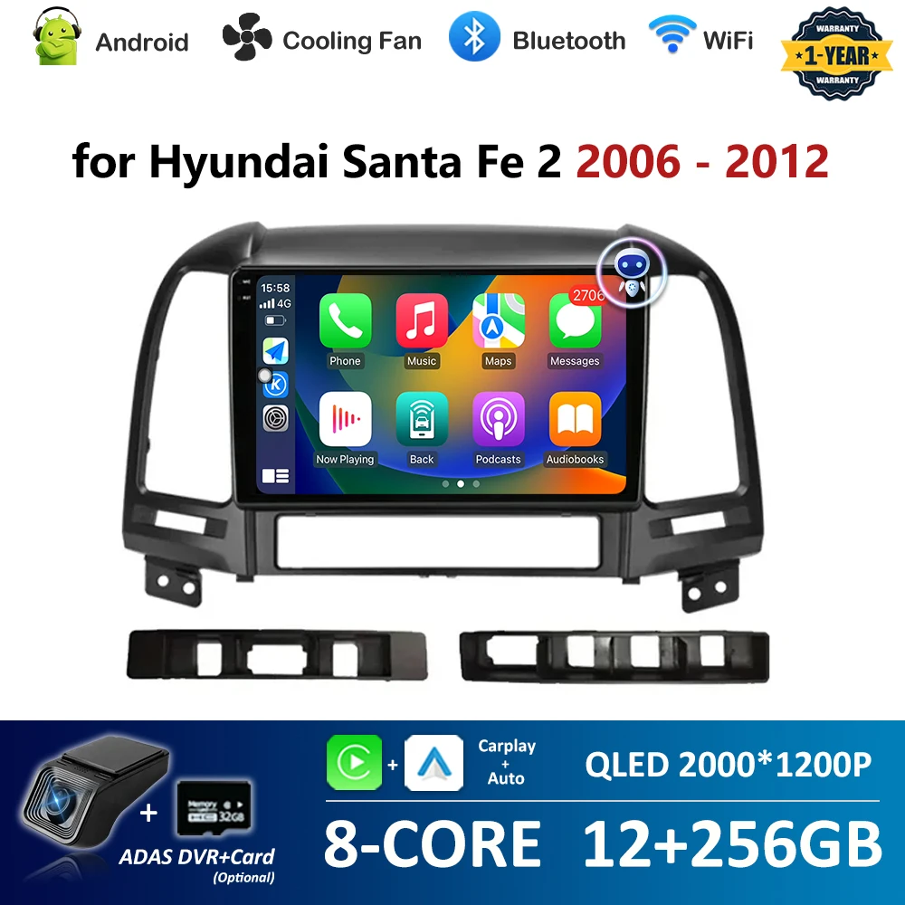 Автомобильный радиоприемник 9 дюймов мультимедийный плеер для Hyundai Santa Fe 2 2006 - 2012