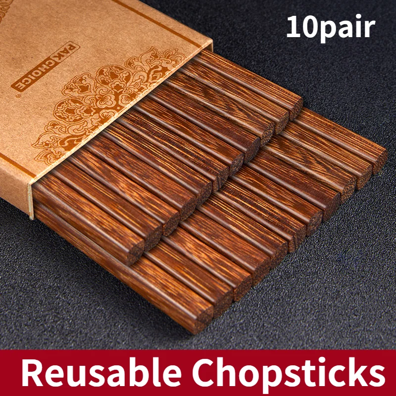 

10 Pair Chopsticks Reusable Handmade Bamboo Japanese Natural Wood Sushi Wooden Chop Sticks korean kitchen supplies
