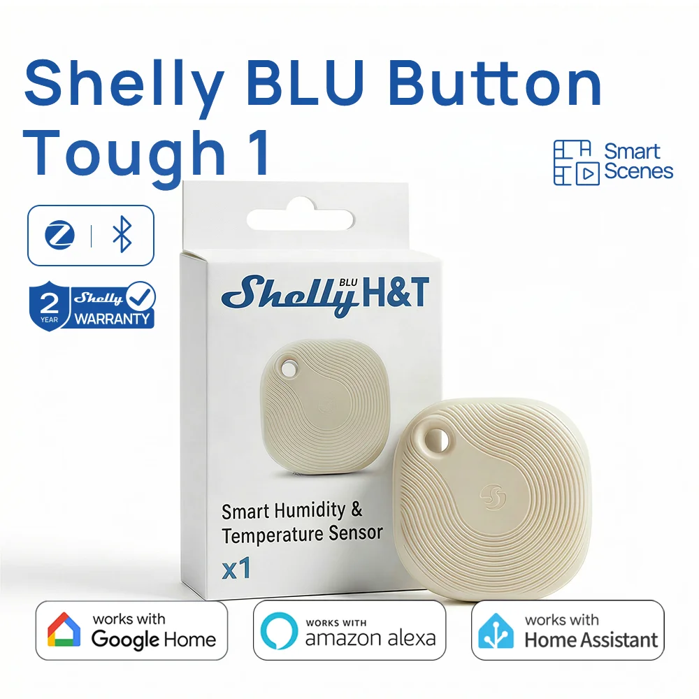 Фото Умная кнопка Shelly BLU Button Tough 1 ZB с Bluetooth и Zigbee для включения/выключения устройств, диммирования и активации сценариев №1