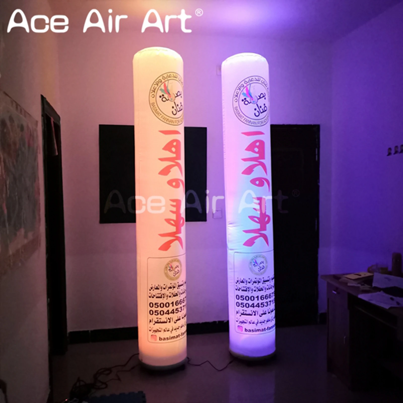 

Colorful Lighting Advertising LED Inflatable Pillars Full Printing Glowing Pillars for Event and Party Club Decoration