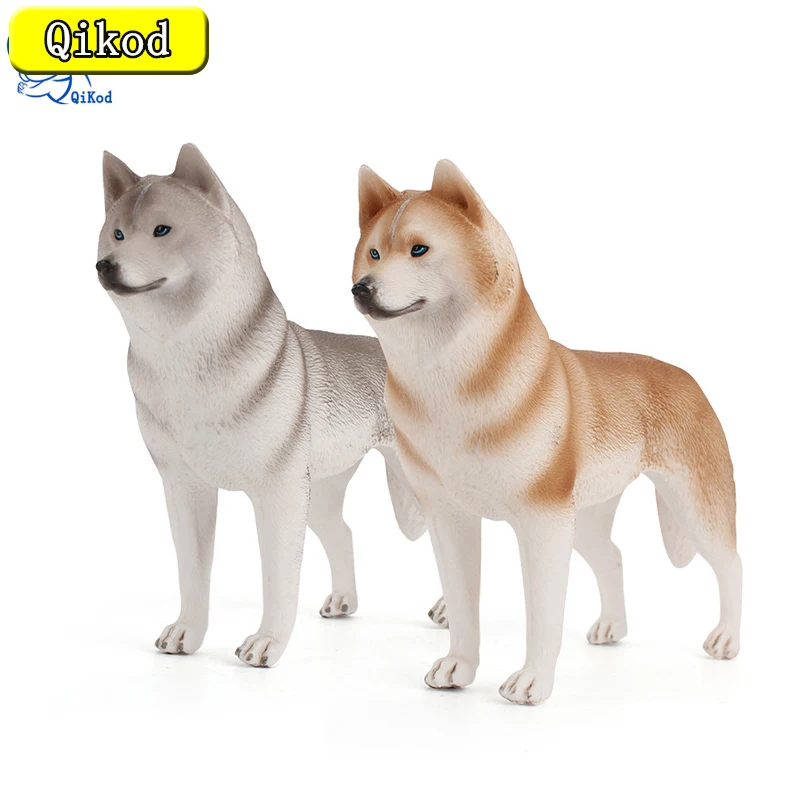 

New Simulation Big Size Animal Model Pet Dog Figurine Solid Plastic Material Sled Dog Huskies Action Figure Kids Toys Gift