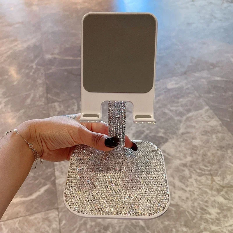 Фото Настольный держатель для телефона Bling Diamond, подходит для iPad, регулируемый держатель для планшета, универсальный держатель для настольного компьютера, для стриминга и прямых трансляций №2