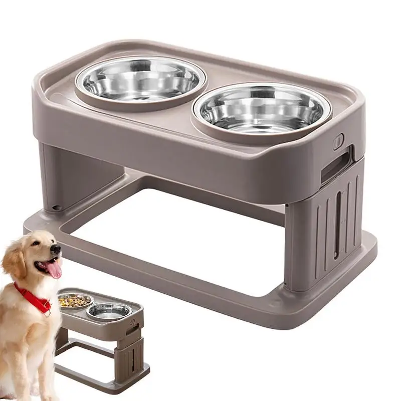 

Elevated Dog Bowls Height Adjustable Dog Bowl Holder 3 Heights Dog Feeding Station With 2 Steel Water Bowls Raised Food Bowls