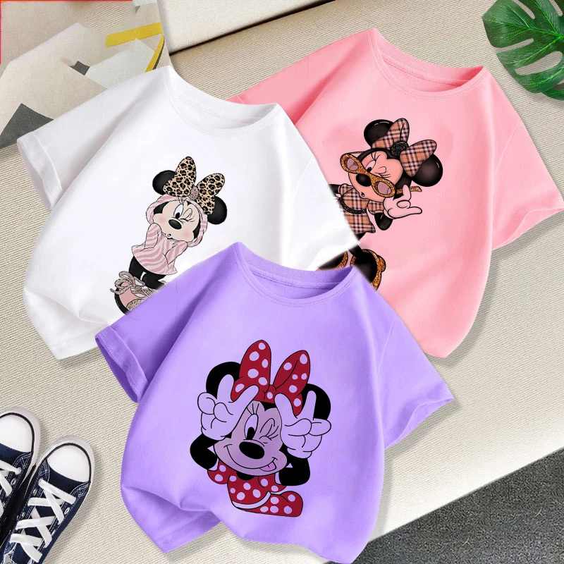 

Kawaii аниме Микки Минни Маус детская одежда летние детские футболки Дисней футболки детские Мультяшные топы для мальчиков девочек футболки р...