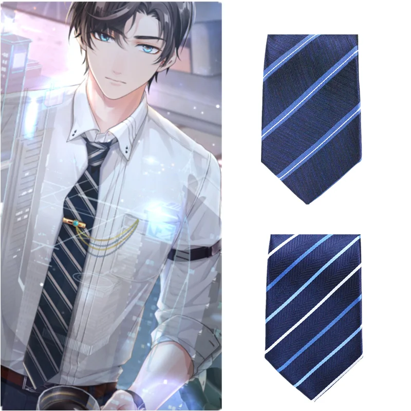 

Hot Game Tears of Themis Business Suit NeckTies Luke Cosplay Adult Casual Striped Tie Slim Necktie Props Accessories Tie Party