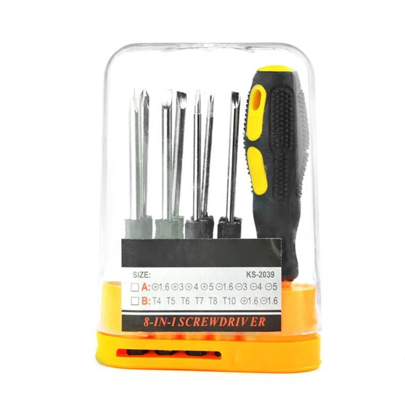 

Y9RE Multifunctional Small Screwdrivers 10 Pcs Slotted/Cross Screwdriver Chrome Vanadium Steel Screwdriver for Household
