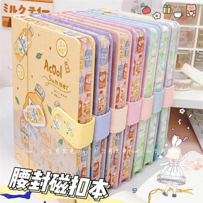 

128 Sheets Magnetic Buckle Notebooks Notepad Pink Girly Heart Kawaii Hand Book Diary Planner Stationery Supplies