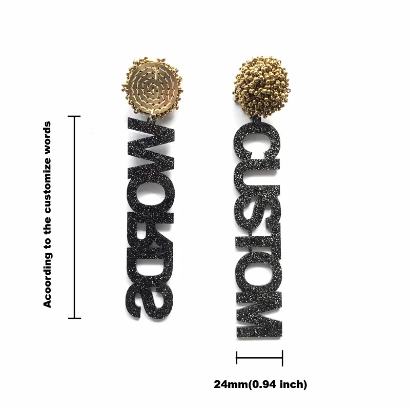 

Custom beads acrylic nameplate earrings