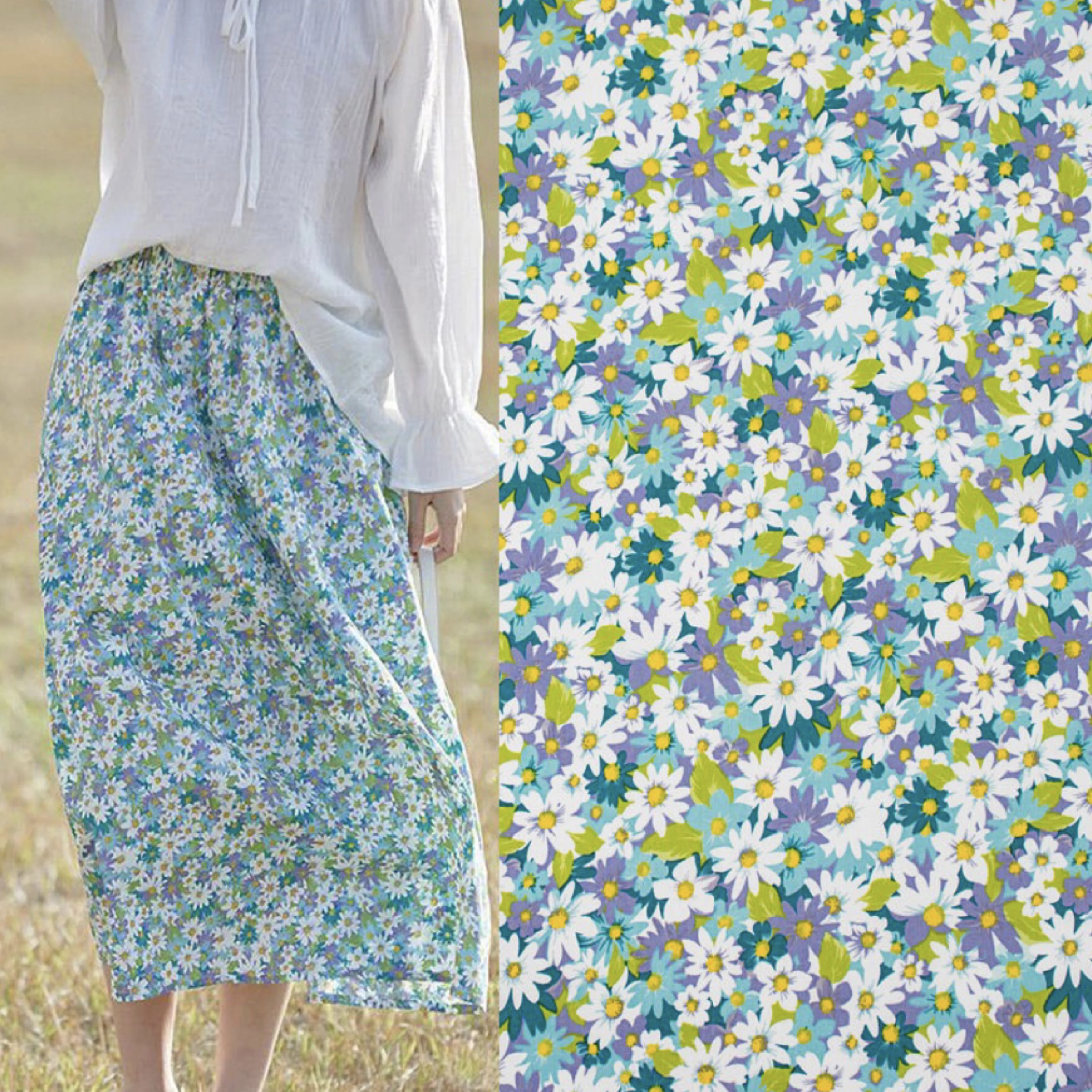 Monet подсолнуховый узор 100% хлопок 40S свобода ткани цифровой печати для шитья