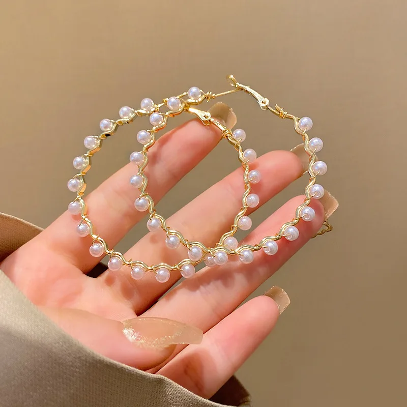 

Серьги-гвоздики с жемчугом, круглые украшения для вечерние