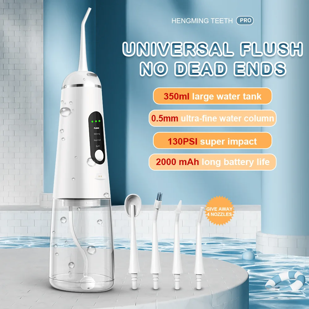 NEW Oral Irrigator USB Rechargeable Water Flosser Portable Dental Water Jet 300ML Water Tank Waterproof Teeth Cleaner