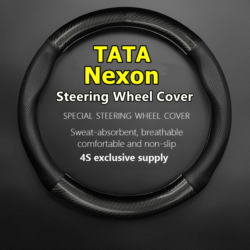 

Car PUleather For TATA Nexon Steering Wheel Cover Genuine Leather Carbon Fiber 2013 2014 2015 2016