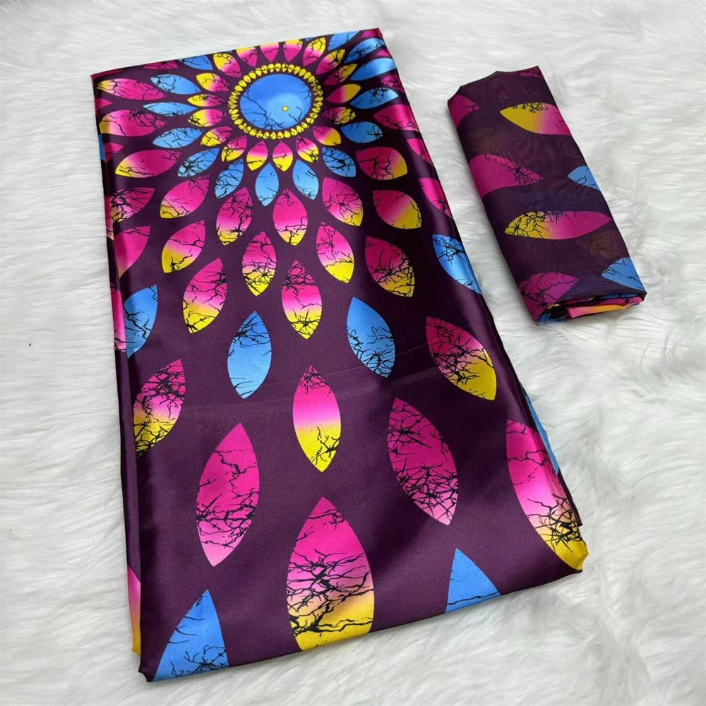 Африканская шелковая вощеная ткань Высококачественная атласная 4 + 2 ярда с