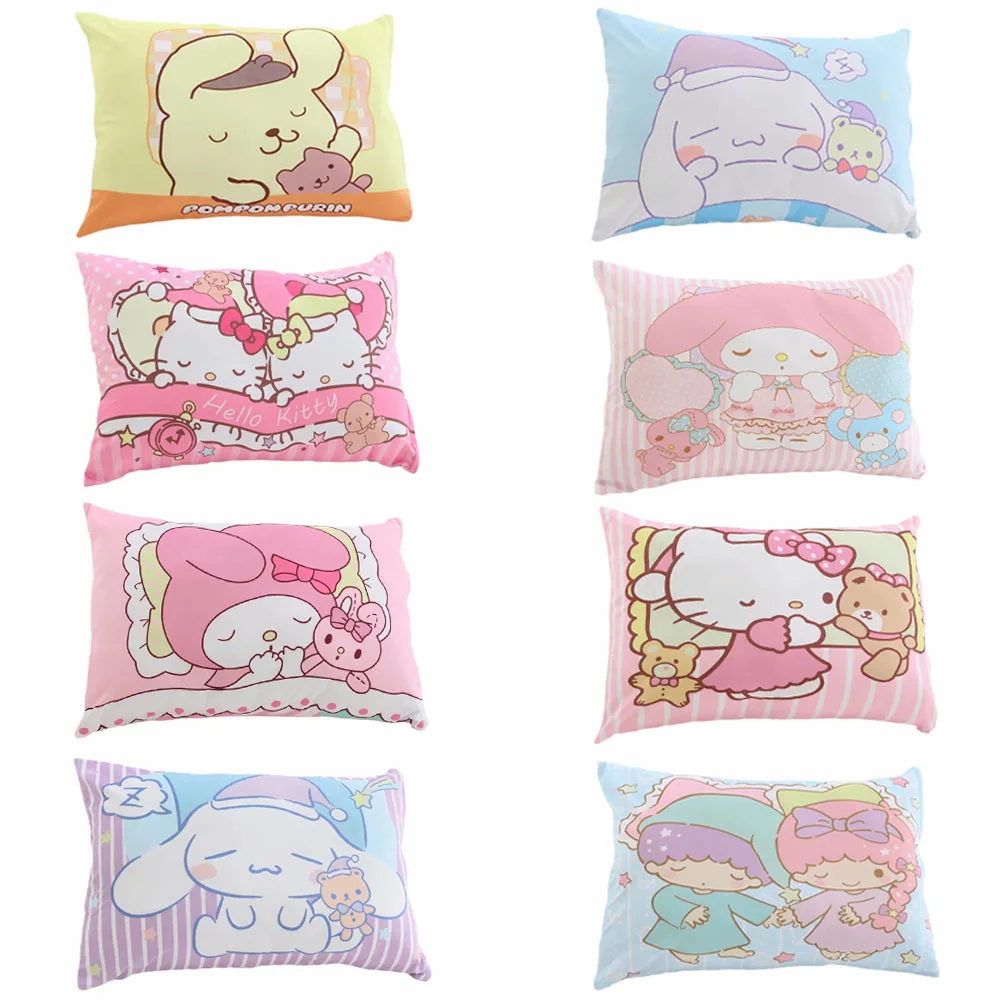 Sanrios My Melody Kuromi Cinnamoroll Kittys Plush Pillow Cover Kawaii Cute Soft Cotton Pillow Core Cover Anime Plushie 60*40CM