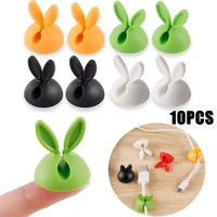 1051x rabbit usb cable silicone organizer desktop cord holder clips keyboard mouse pc wire cable winder management fixer