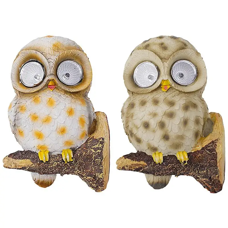 

Solar Owl Garden Decor LED Solar Garden Lamp Waterproof Landscape Lights Creative Resin Animal Tree Decoration for Outdoor Patio