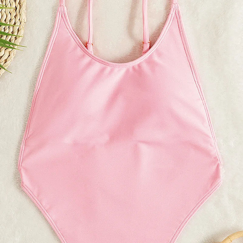 Новый розовый слитный купальник Женские сексуальные стринги 2022 женский летний