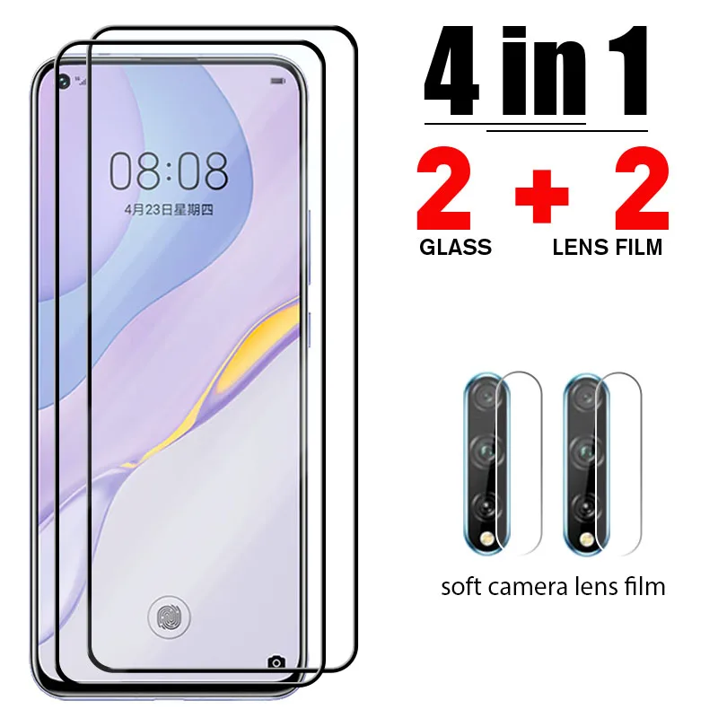 

4 in 1 Full Cover Tempered Glass For Huawei P50 P40 P30 P20 Lite 5G Camera Len Film For Huawei Mate 30 20 Lite P Smart 2021 2020