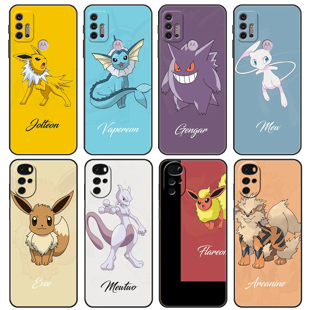 

Hot Anime Pokemon Case For Motorola G30 G9 G8 Play G60 G20 Edge 20 G50 One Fusion Plus G9Power Black Soft Phone Capas