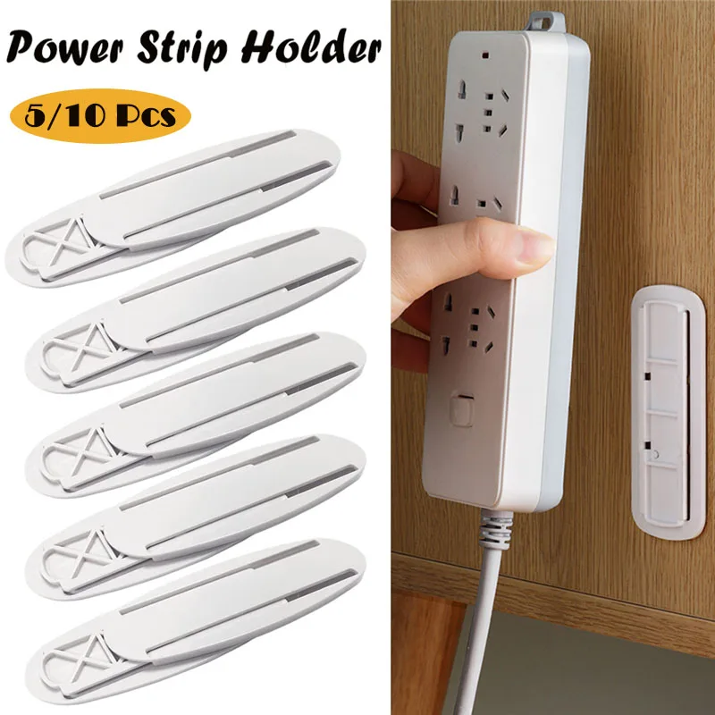 

5/10 Pcs Self-Adhesive Punching Socket Holder Desktop Socket Fixer Home Cable Management Wire Organizer Punch-free Socket Holder