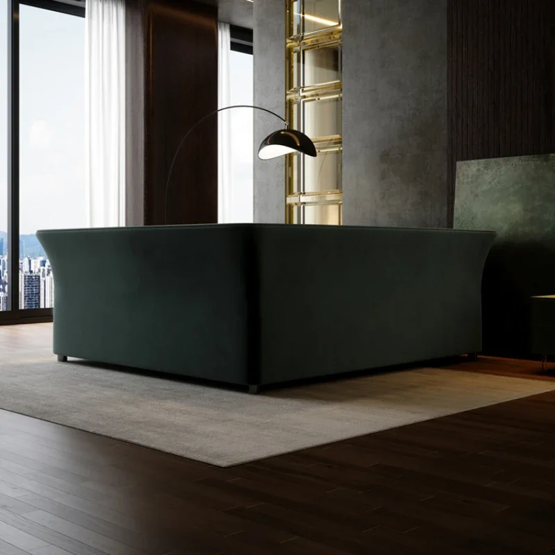 Зеленая двуспальная кровать эстетическая Современная многофункциональная