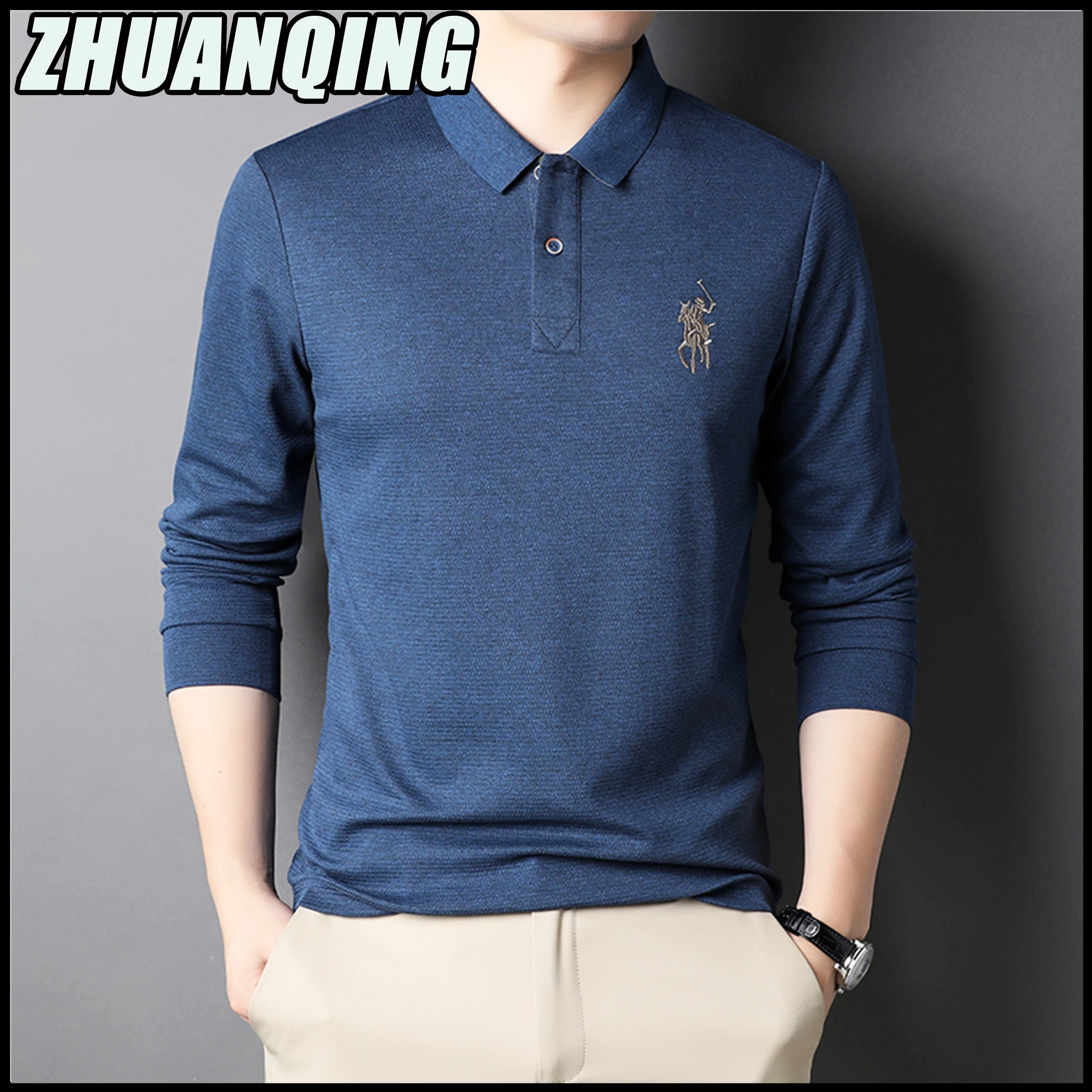 

High Quality 2023 Fashion Brand Men Polo Shirt Spring Autumn Cotton Lapel Ropa Hombre Casual Slim Fit T-Shirts Roupas Masculinas