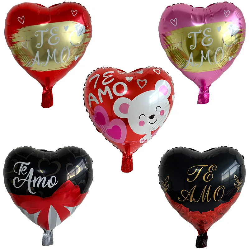 

10pcs 18inch TE AMO Spanish I love you Foil Balloons Heart Shape Helium Globos Valentine's Day Wedding Birthday Decoration Balls