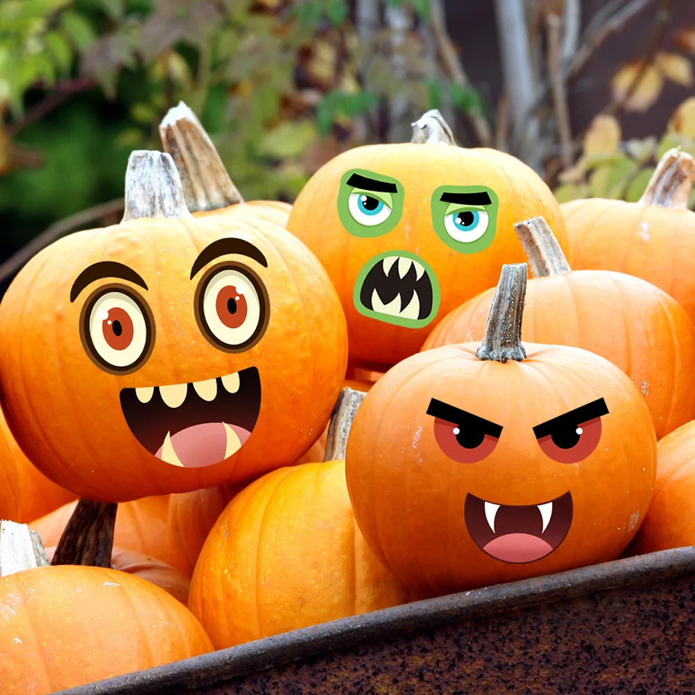 

3 Sheets Halloween DIY Decorative Pumpkin Stickers Funny Pumpkin DIY Stickers