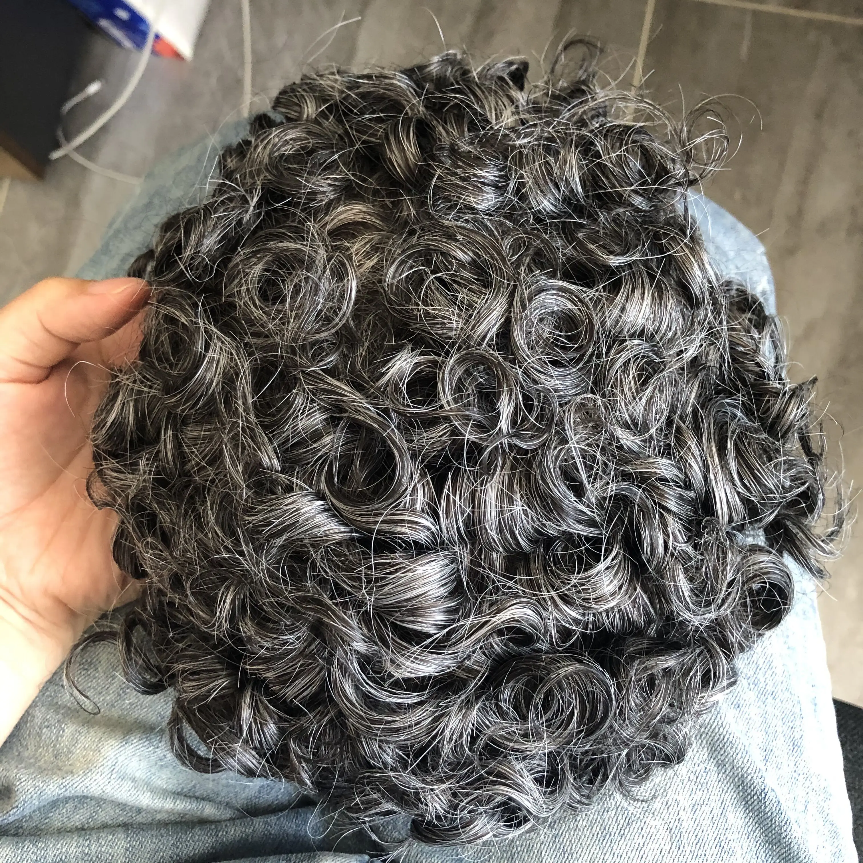 Серый коричневый натуральный парик simbeauty 20 мм