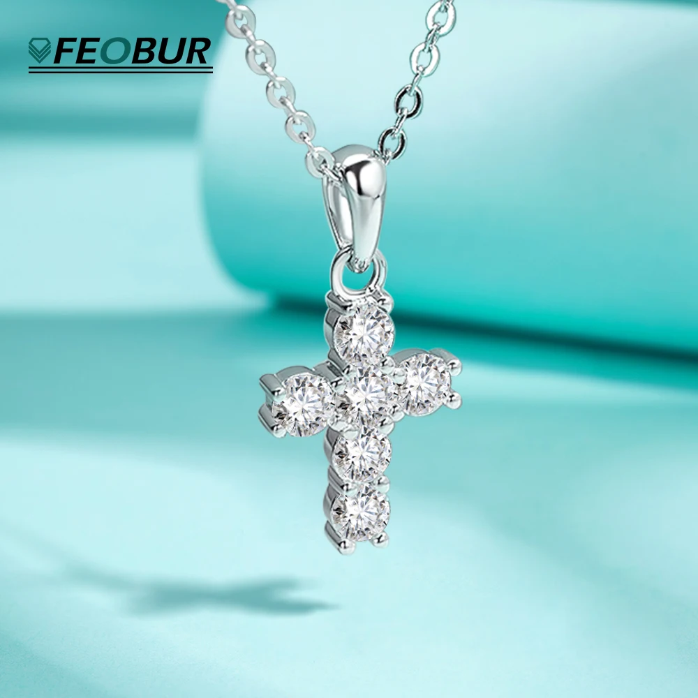 Женское ожерелье FEOBUR из муассанита 925 пробы с покрытием белого золота 18 карат