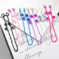 new trendy dice colorful acrylic glasses chain lanyard jewelry for women butterfly sunglasses neck strap bear charm mask chain