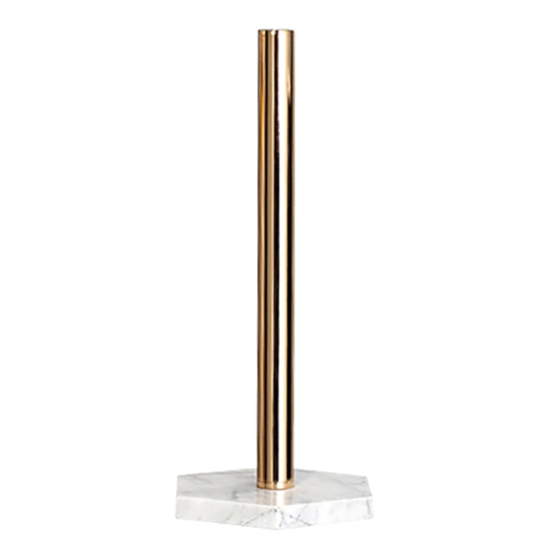 

Gold Paper Stand with Marble Base Vertical Paper Towel Rack Modern Paper Towel Holder Roll Toilet Countertop Kitchen C