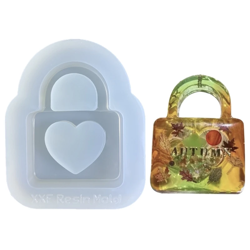 

Love Heart Lock shape Ornament Quicksand Silicone Mold Keyring Pendant Decoration Shaker Mold for Valentine's Day Gift