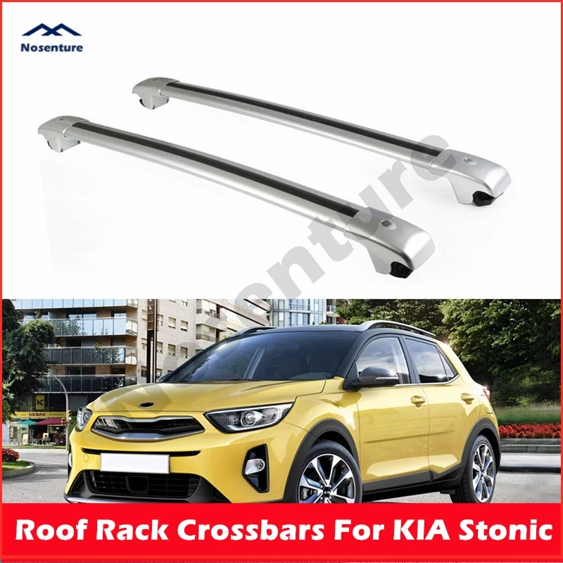 

DP 2 шт. для KIA Stonic 2018 2019 2020 2021 Регулируемая поперечная рейка на крышу Запираемая на крышу рейка Серебристая и черная