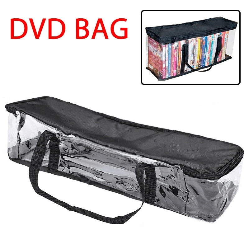

Large Clear Holds DVD CD Storage Holder Easy Zip Closure Carry Bag Organizer