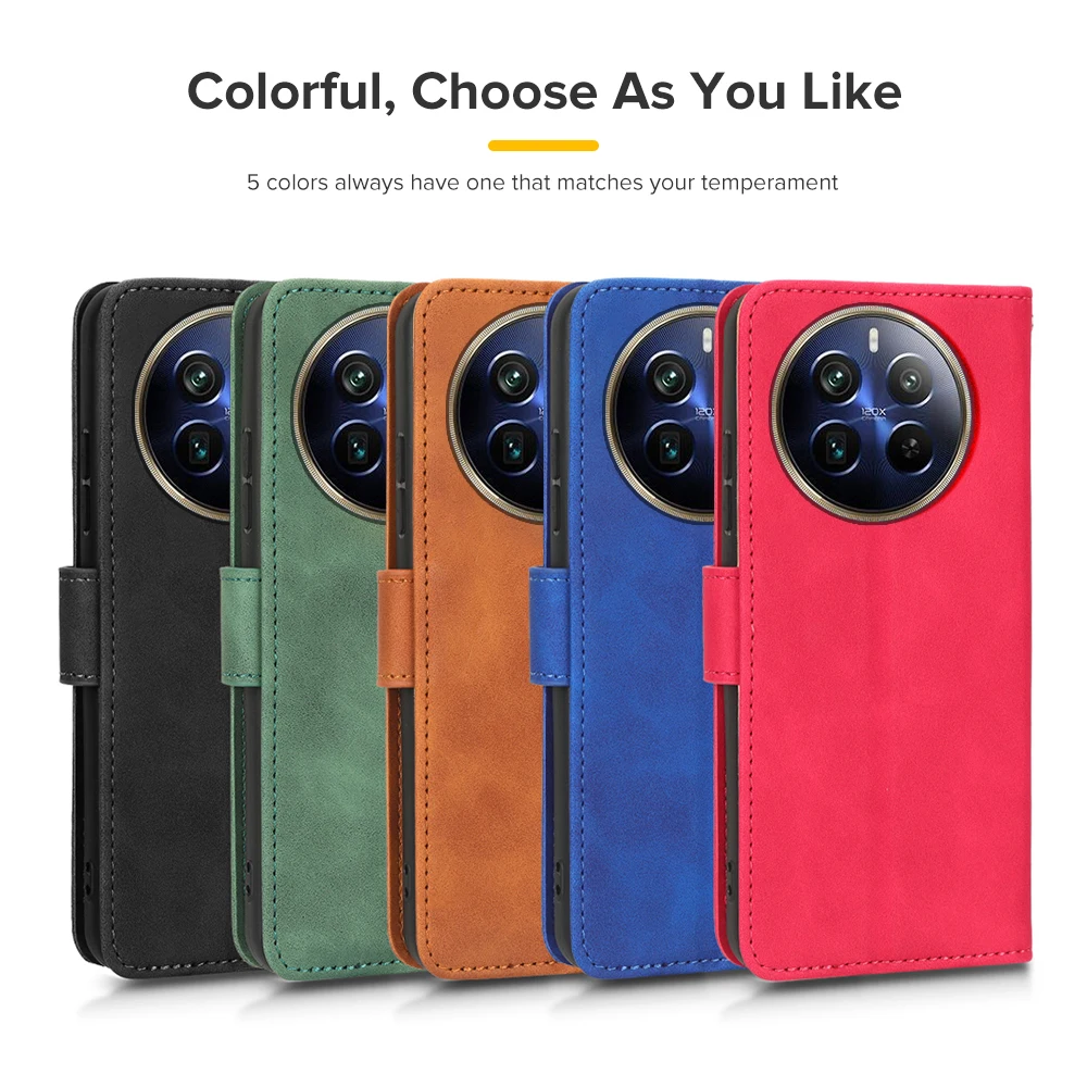 Кожаный флип-чехол для Realme 12 Pro + чехол противоударный мягкий ТПУ Жесткий Чехол