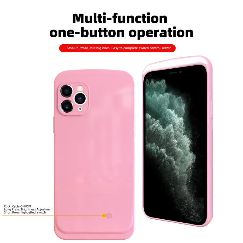 Selfie Beauty Ring Flash Phone Case For iPhone 13 12 11 Pro XS Max XR Cases with LED Selfie Light Portable Protective Back Cover