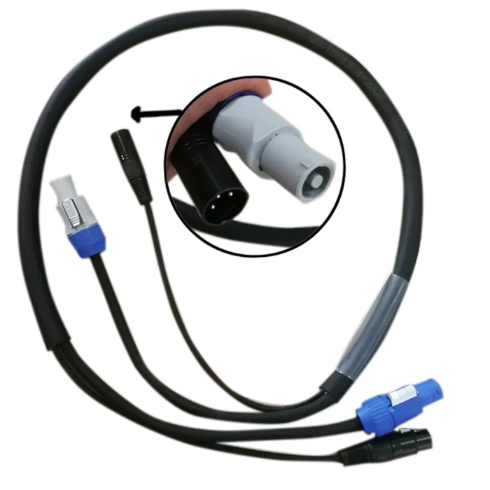 Кабель Powercon комбинация разъемов и DMX XLR Hybrid