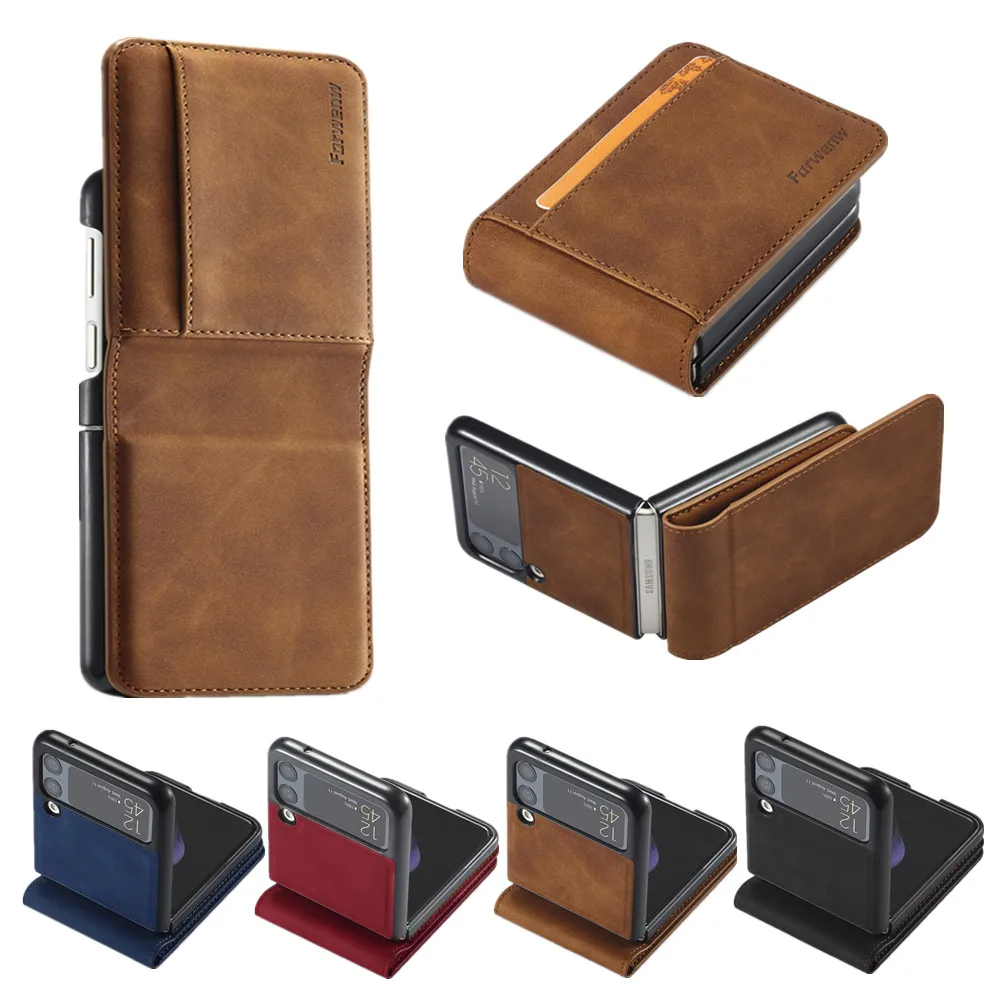 

Card Holder Shockproof Phone Case for Samsung Galaxy Z Flip 3 5G Wallet PU Leather Protective Shell Cover for Samsung Z Flip 3