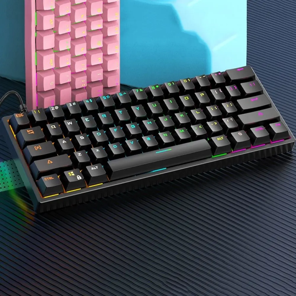 

Проводная клавиатура BAJEAL G101 с голубым переключателем, крутая механическая клавиатура RGB для ноутбука, универсальные игровые клавиатуры