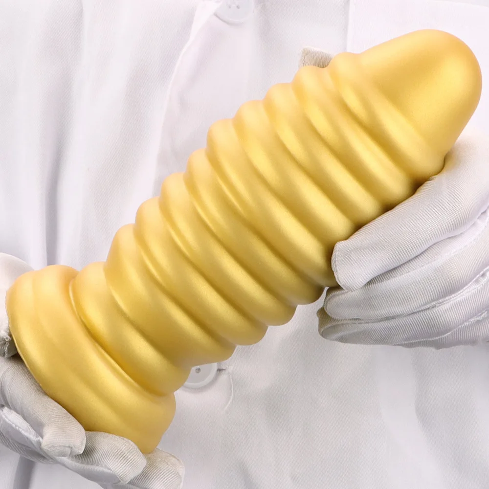 Золотая силиконовая задница расширяющаяся большая анальная пробка с присоской