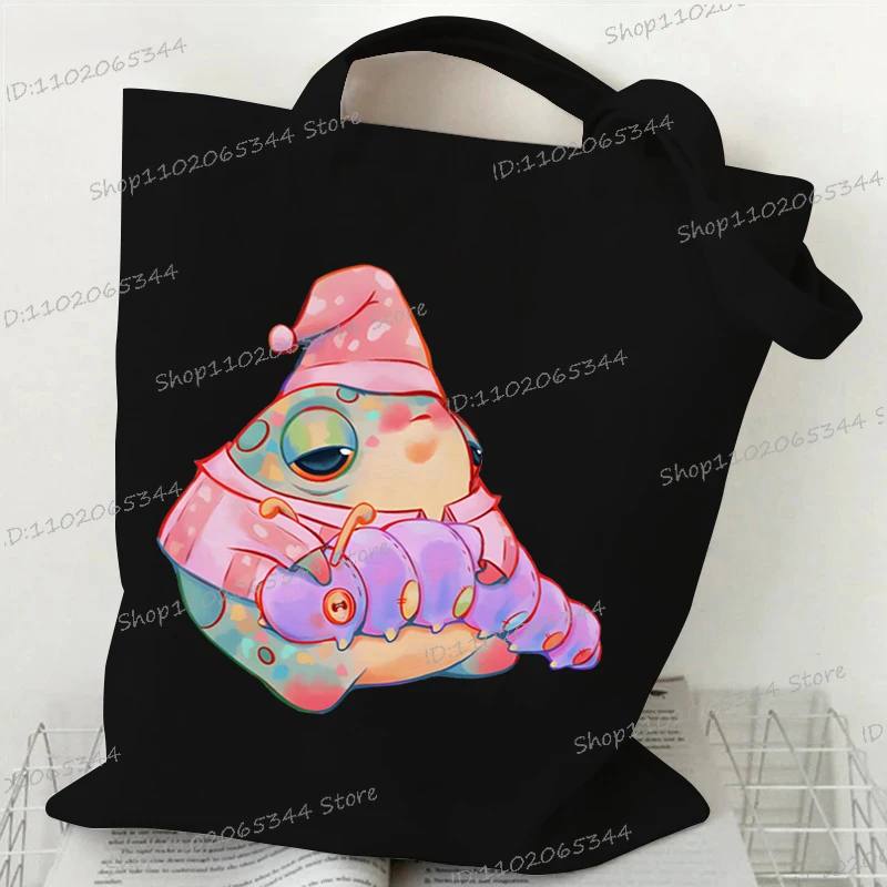 Забавные сумки с акварельными грибами и лягушкой женские мужские модные на плечо