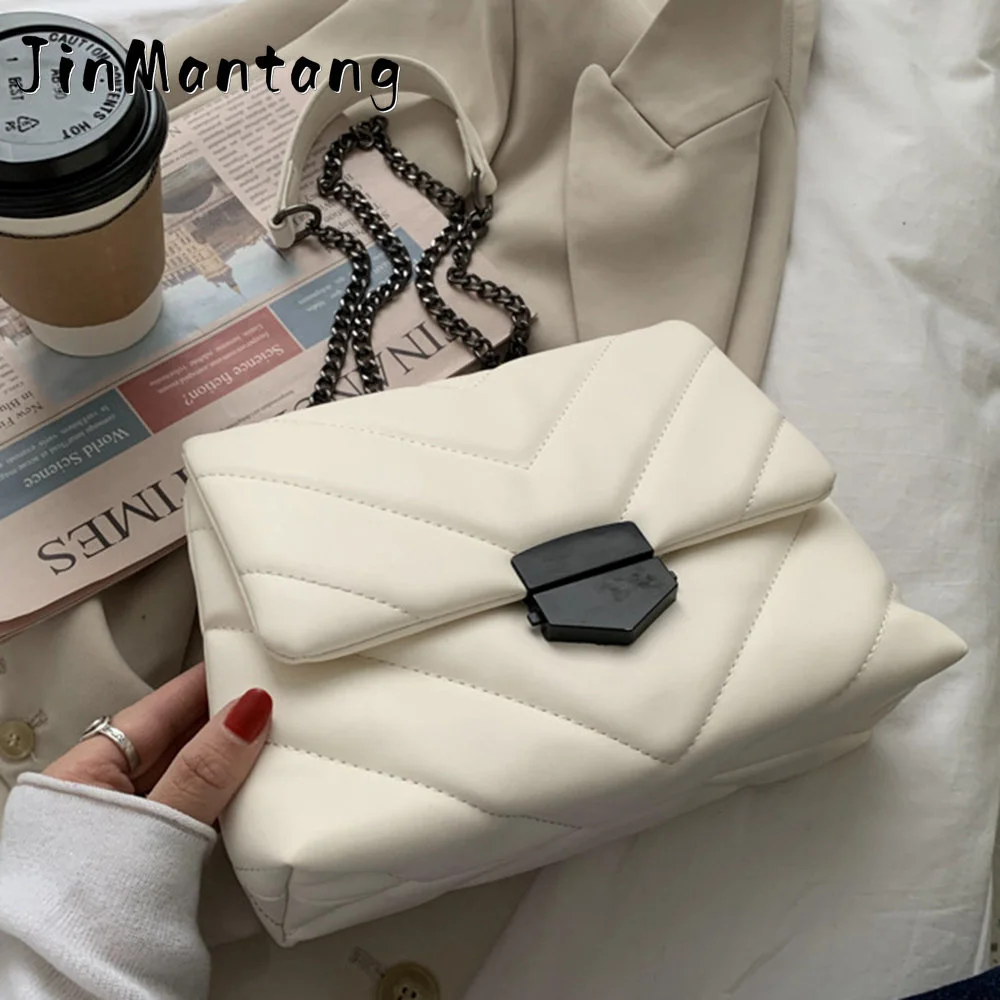 

Embroidery Thread PU Leather Crossbody Bags for Women Chain Messenger Shoulder Bags Female Large Capacity Brand Handbag