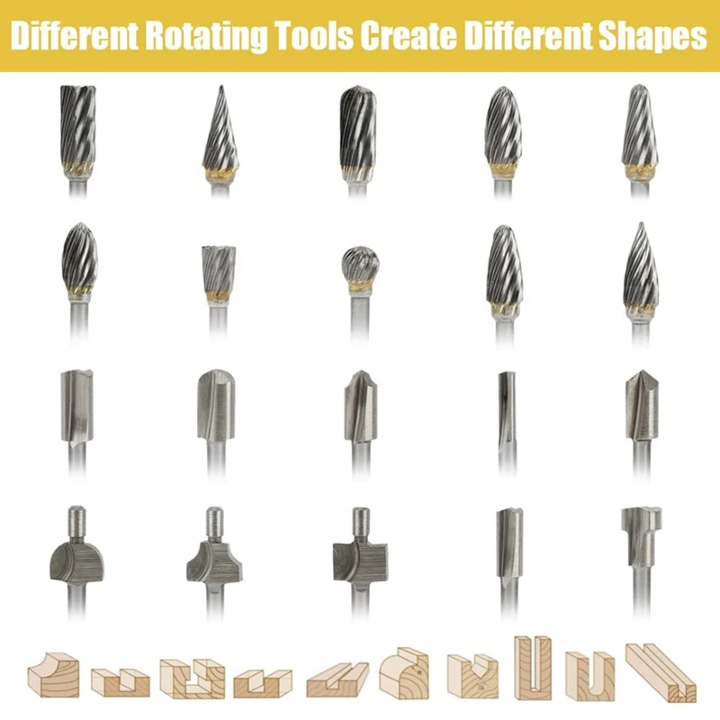 

TOP Carbide Burr Set With Rotary Router Bits 20Pcs Die Grinder Bits 1/8Inch Shank Rotary Burr Set For Woodworking,Drilling