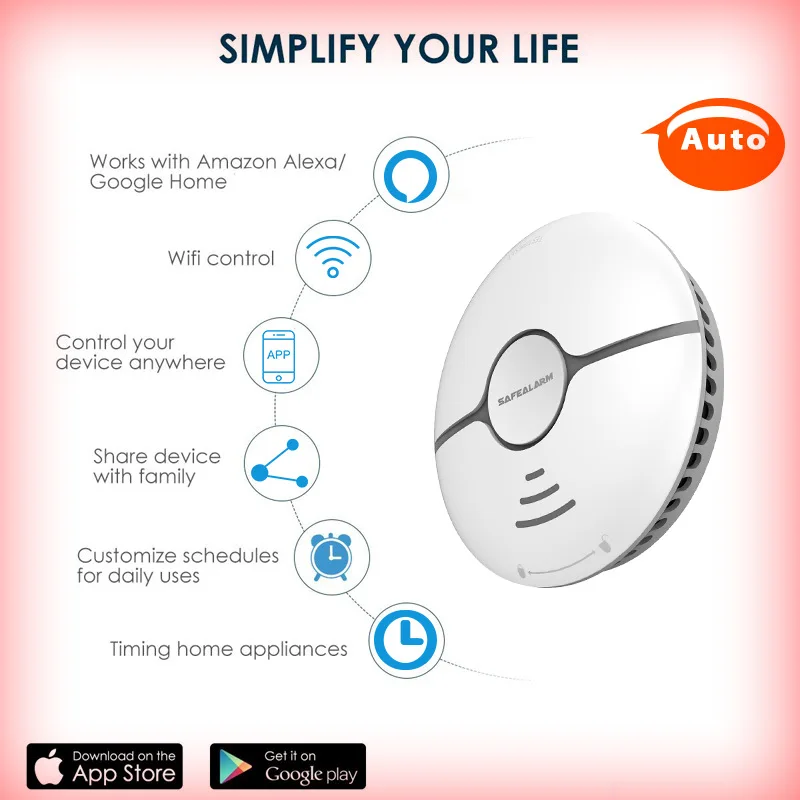 

Red Led Flash Gas Detector Remote Monitoring Smoke Sensor Wireless Fire Alarm Wifi Smoke Detector Smart Home 85db