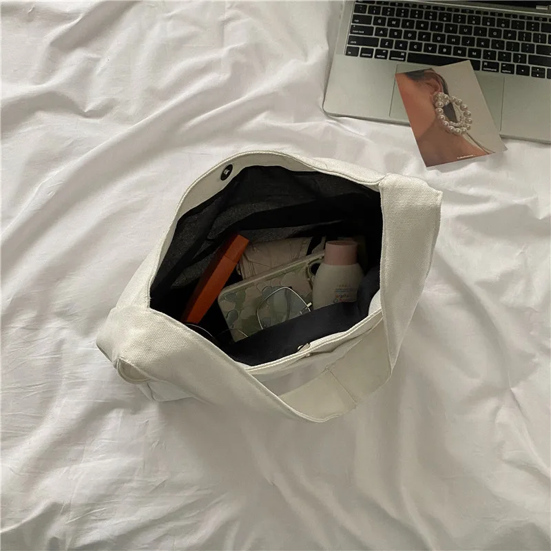 Women Classic Fashion Solid Color Shoulder Bag Large Capacity Canvas Handbags Casual Simple Tote Bag for Ladies Shopping Bags