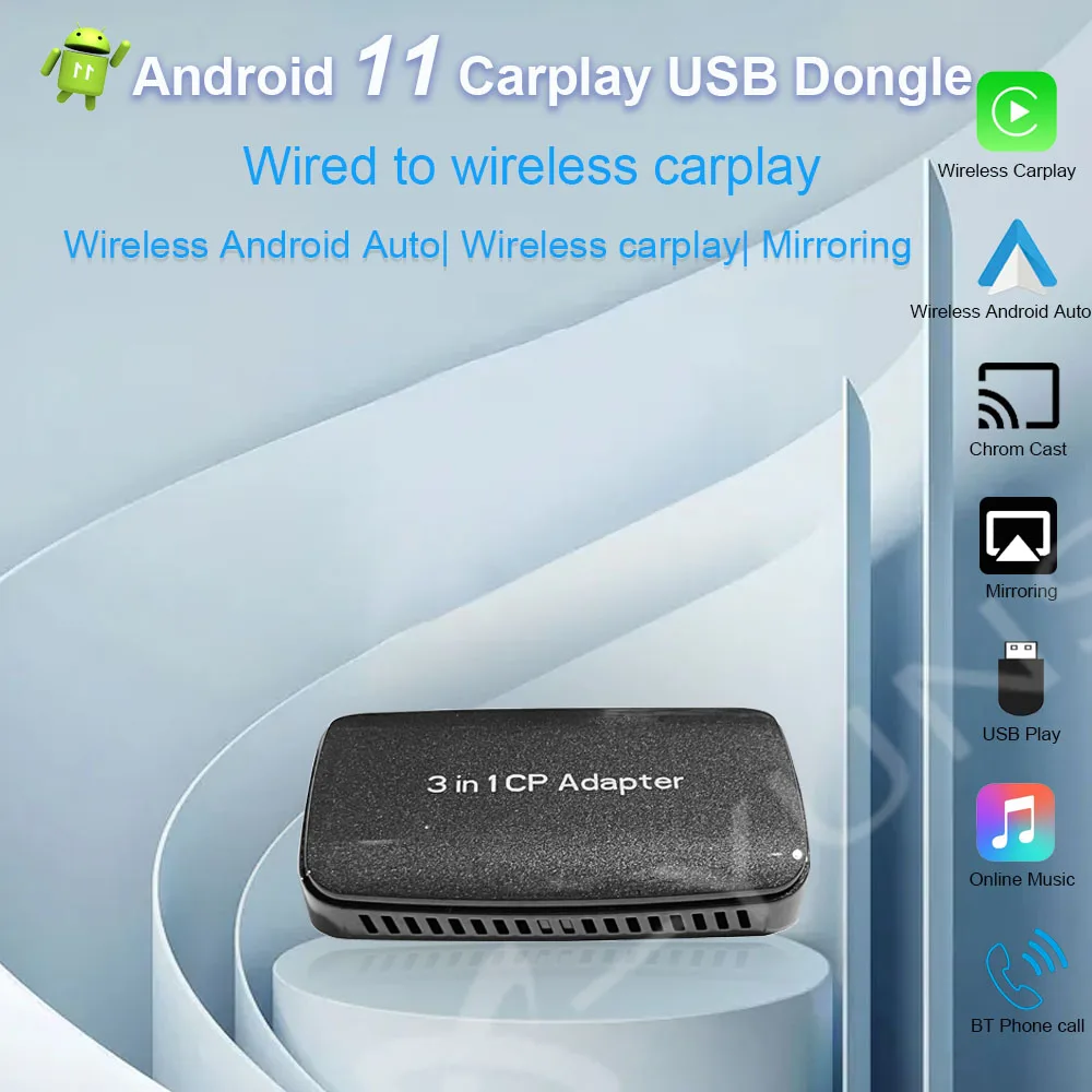 

Wireless Carplay Adapter Box Android Auto Dongle Mirrorlink Carplay Android 11 Plug Play for Audi Ford Benz VW Volvo Toyota KIA